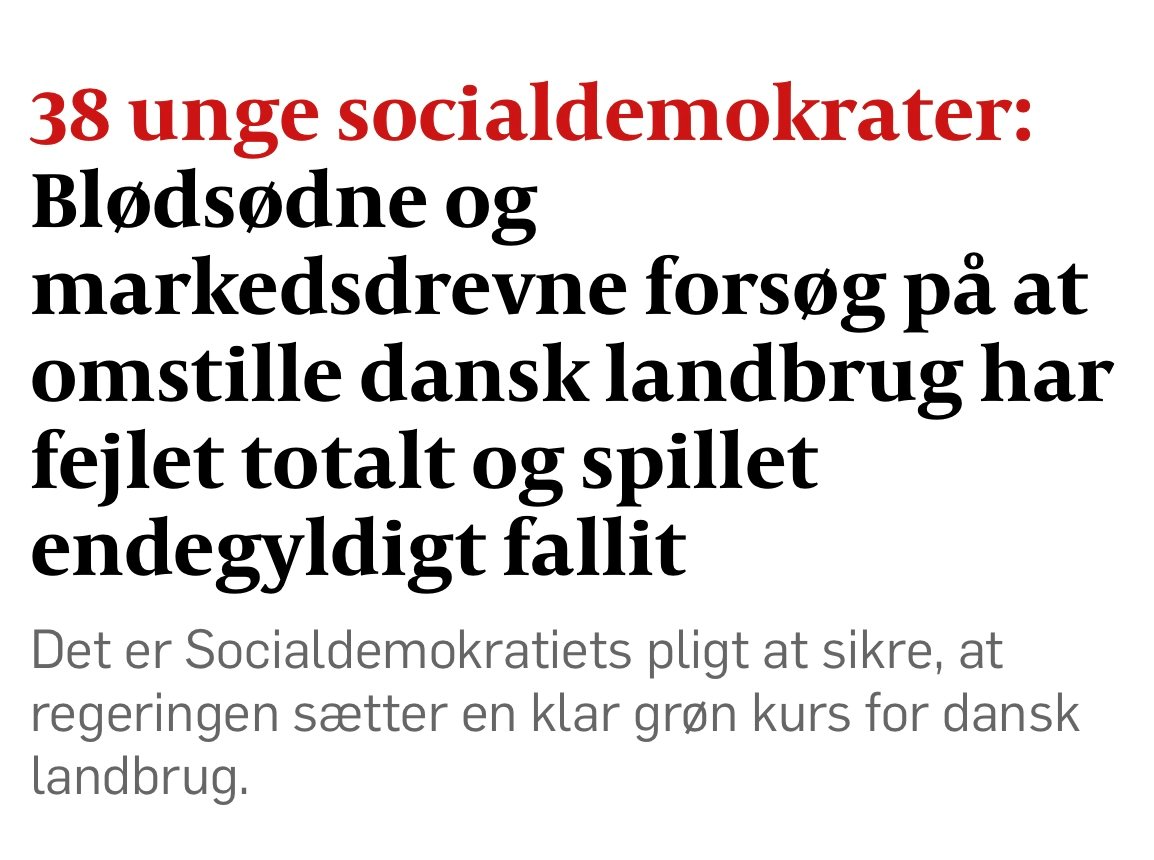 DAGENS OPRÅB 📰📣 Det er en bunden opgave for @Spolitik at tage lederskab og ansvar for en ambitiøs og retfærdig grøn omstilling af dansk landbrug. Lad os indføre en ambitiøs CO2-afgift på landbruget NU! Læs debatindlæg i @Politiken her: Politiken.dk/debat/debatind… #dkpol #dkgreen