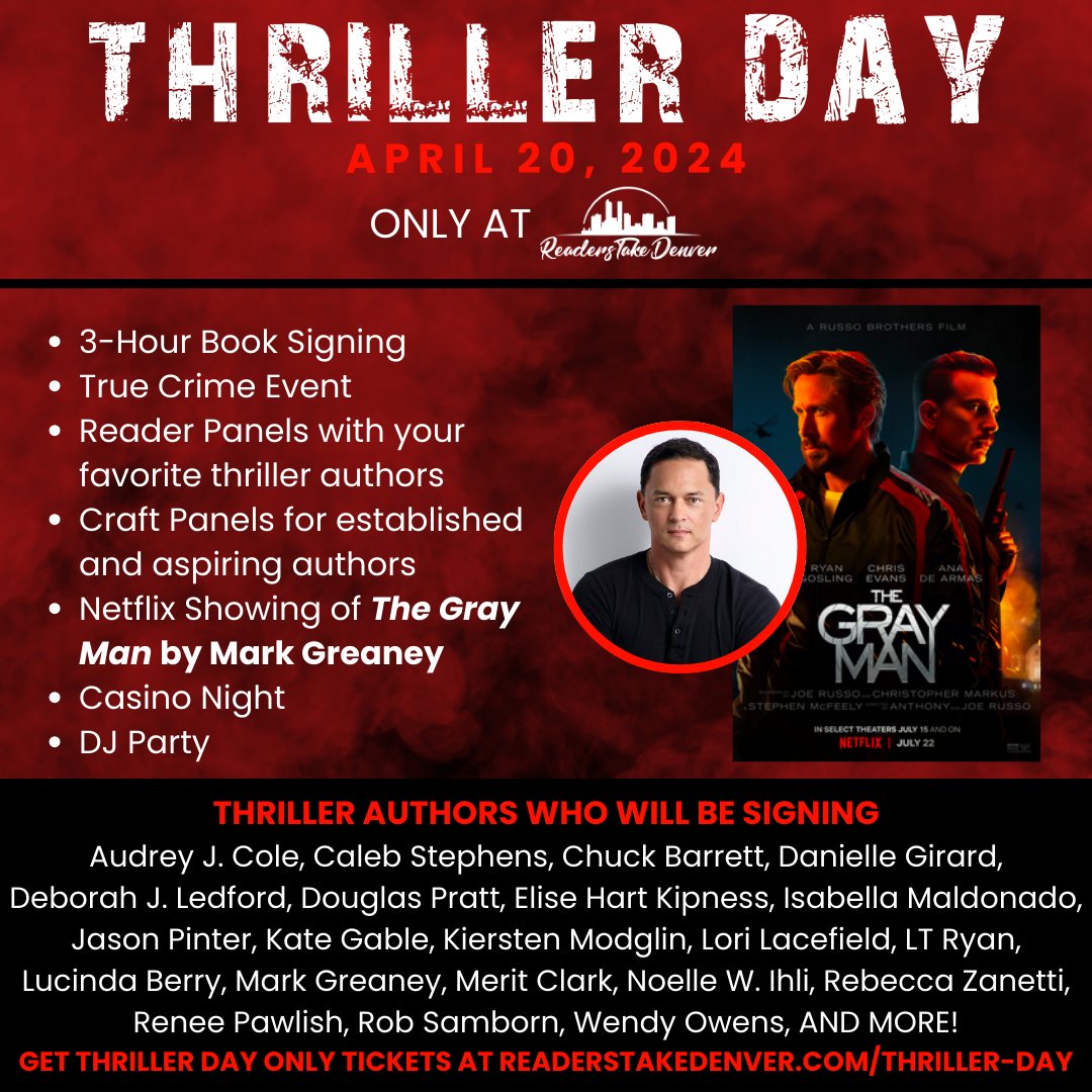 Thriller readers - I'm going to be attending and signing at Thriller Day at @readerstakeden 2024 and there are a limited number of tickets available for thriller readers only! Space is limited, so follow the link below to come see me and other amazing thriller authors! This event…