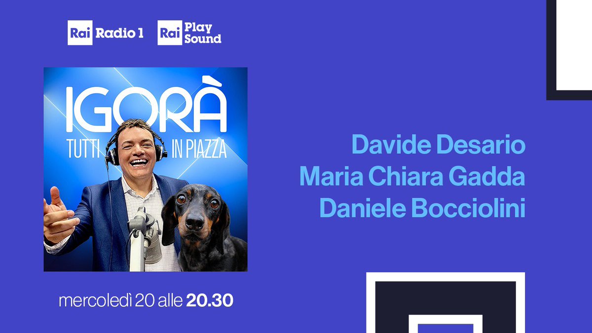 ❇️ Oggi #20marzo alle 20:30 a #Igorà ai microfoni di @igorrighetti ci sono @davidedesario, @McGadda e @AvvDBocciolini 🎧 Ascolta su #Radio1 e in streaming su @raiplaysound 👉 raiplaysound.it/radio1