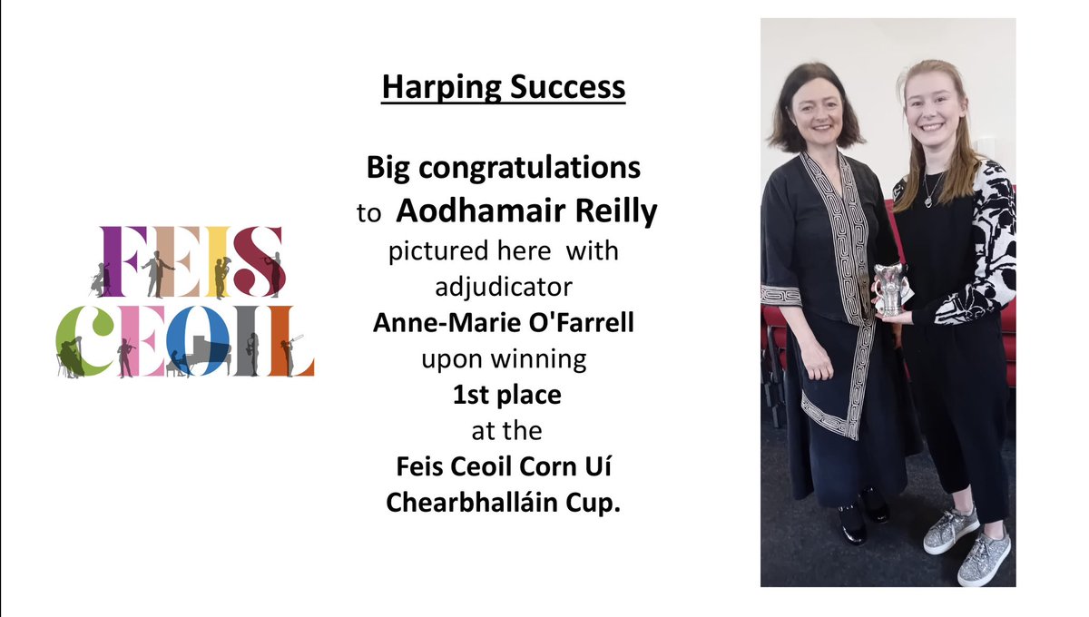 Kylemore Music Centre (@kylemoremusic) on Twitter photo Harping Success!!
Big congratulations to Aodhamair Reilly, student of Claire O’Donnell in <a href="/KylemoreMusic/">Kylemore Music Centre</a> pictured here with adjudicator
<a href="/amofarrellharp/">Anne-Marie O'Farrell</a> upon winning
1st place at the
<a href="/feisceoil/">Feis Ceoil</a> Corn Uí
Chearbhalláin Cup.
<a href="/CityofDublinETB/">City of Dublin ETB</a> Harping Success!!
Big congratulations to Aodhamair Reilly, student of Claire O’Donnell in <a href="/KylemoreMusic/">Kylemore Music Centre</a> pictured here with adjudicator
<a href="/amofarrellharp/">Anne-Marie O'Farrell</a> upon winning
1st place at the
<a href="/feisceoil/">Feis Ceoil</a> Corn Uí
Chearbhalláin Cup.
<a href="/CityofDublinETB/">City of Dublin ETB</a>