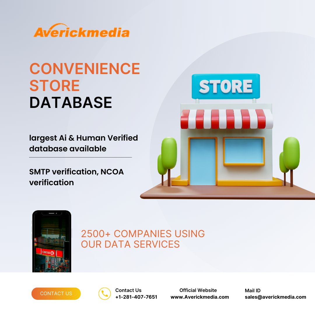 Real-time validated convenience store database averickmedia.com/database/conve… #convenience #store #ecommerce #retail #shopping #database #emailmarketing #gmail #outlook #sales #averickmedia