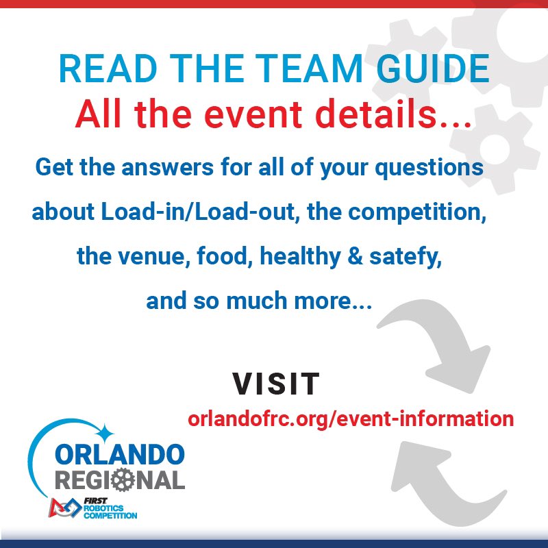 NOW AVAILABLE!!! 📢 Whether competing, volunteering or attending... the Team Guide, Workshops and pit map details are all available on our website! 🎉 Head over to orlandofrc.org for all of the info you need to start planning your amazing experience at FRC Orlando!
