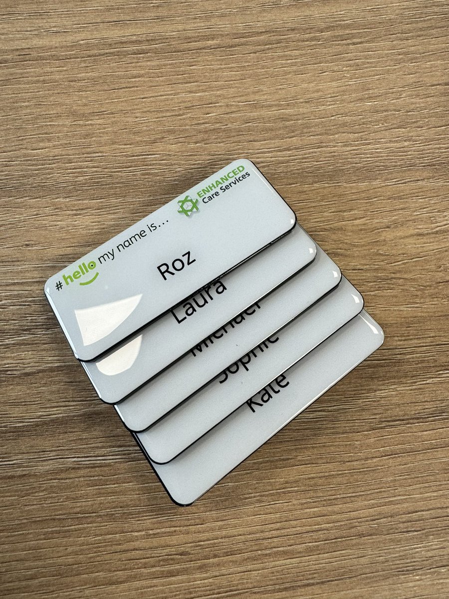 First day back in the office after some annual leave and I’m pleased to see one of our team’s suggestions coming to fruition. New #HelloMyNameIs badges being rolled out @enhanced_c_s