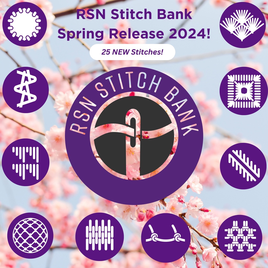 🌸RSN Stitch Bank has added 25 new stitches! 🌸 Each stitch entry contains information about its history, use and structure as well as a step-by-step method with photographs, illustrations and video. See all of the stitches on #RSNStitchBank via our link in bio!