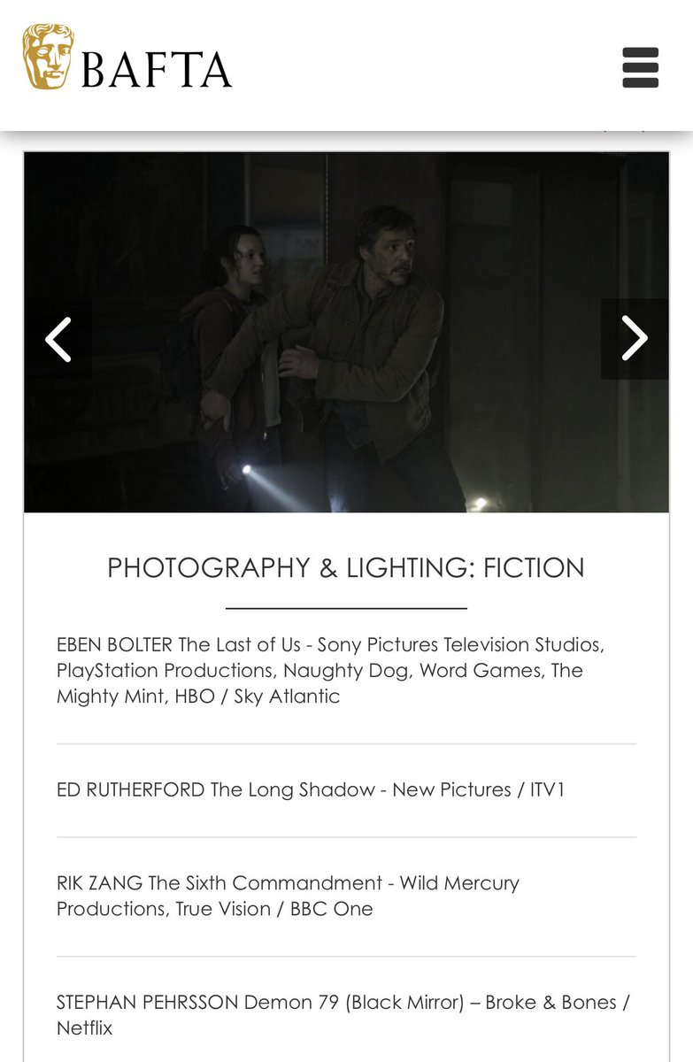 Absolutely over the moon to be @BAFTA nominated for ep3 of @TheLastofUsHBO ‘Long, long, time’. So many people to thank and share the love with, not least fellow nominee director @peterhoartv ❤️ and the whole TLOU family.