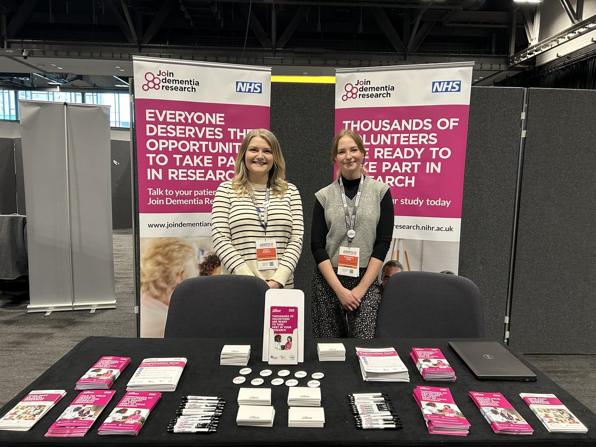 Here are Jess and Charlotte at the #ARUKConf24 in Liverpool. They are here to talk to attendees about Join Dementia Research and explain how you can get involved.

If you're attending, feel free to stop by and say hello! 👋