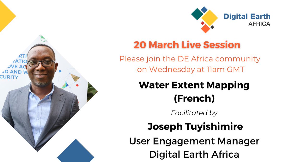 During today's live session, DE Africa's @JosephTUYISHIMI, presented on Mapping continental Water Extent. This allows us to contribute to the monitoring of SDG indicator. The session was a great opportunity to re-connect with our implementing partners & user community.