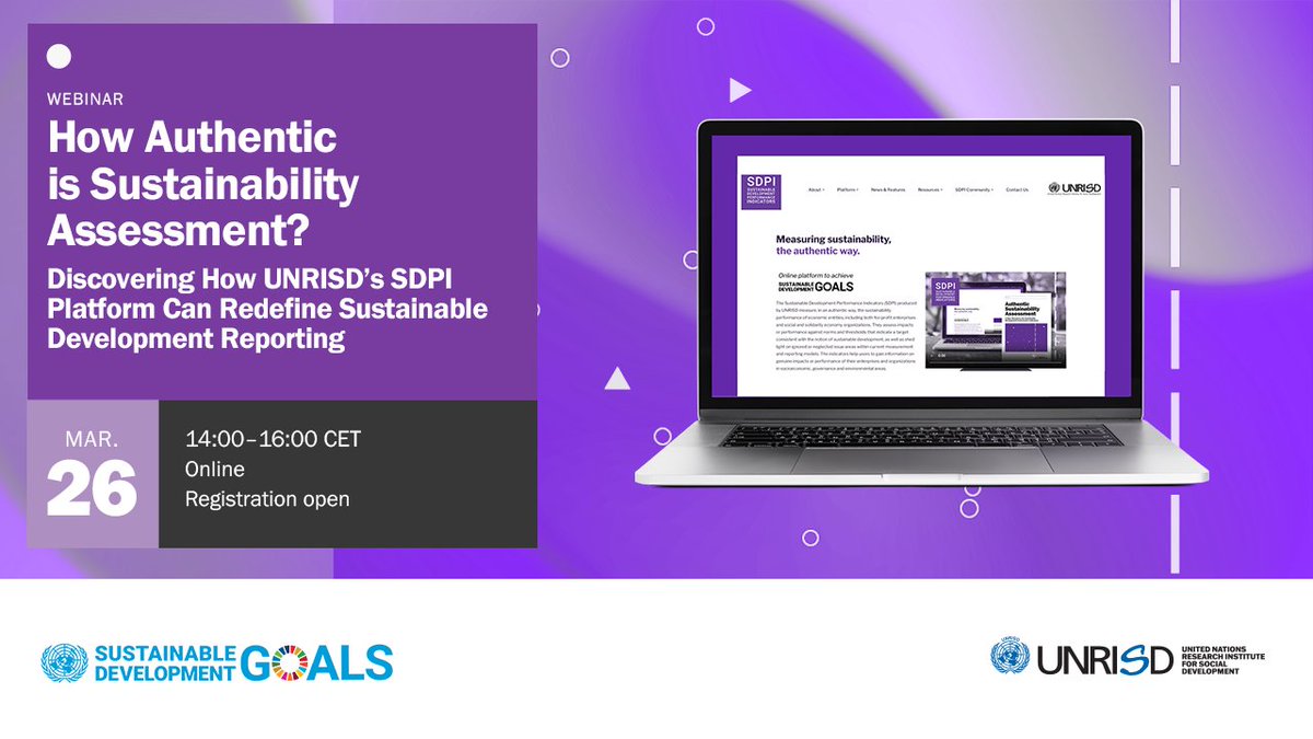 🟣 How authentic is sustainability assessment? In our next webinar, discover how the Sustainable Development Performance Indicators (#SDPI) Platform can redefine sustainability reporting. 📅 26 March 2024 🕑 14.00 CET Register now unrisd.org/en/activities/… #ESG #sustainability