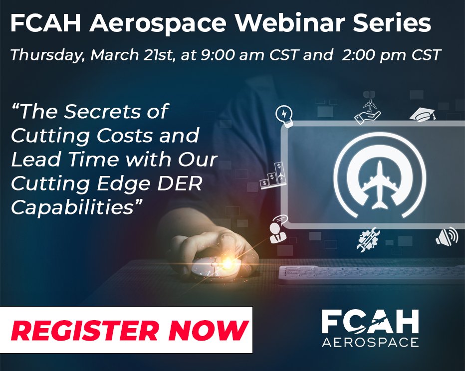 Tomorrow, join our informative webinar, where AVI Aviation's Chief Engineer, Chris Cartwright, will take you on a journey to explore the cutting-edge DER capabilities of FCAH Aerospace. Register here: hubs.ly/Q02q5Yf-0 #AerospaceIndustry #MRO #OEM #CostSavings