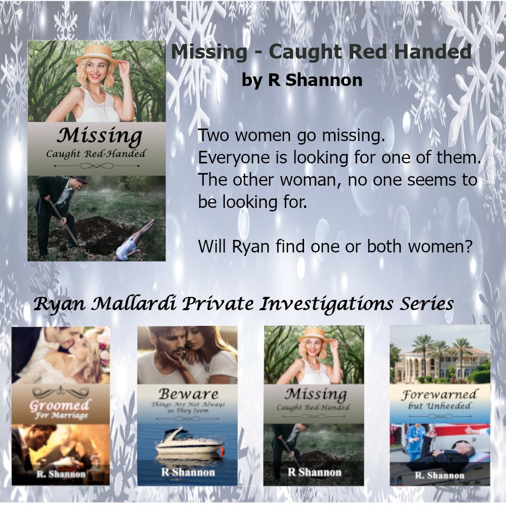 💥📝👍👣🔎👉   FREE FOR 3 DAYS 👈🔍👣👍📝💥
Missing - Caught Red-Handed by R Shannon - 
Book 3 in the Ryan Mallardi Private Investigations Series
Free at Amazon 3 Days Only - 03/20 through 03/23 
amazon.com/dp/B08MZJH3M8
#mysteryromance, #kindleunlimited, #mysterybooks