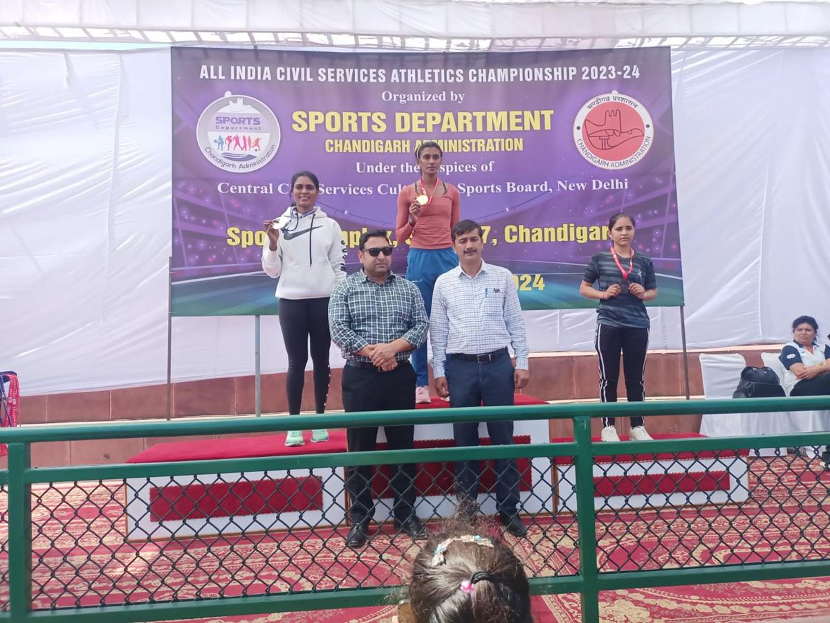 Congratulations to Ms. Raji Austin, EA, CBIC, TVM Zone for securing first place in the 400m race at the All India Civil Service Athletics Championship 2023-24 in Chandigarh. Outstanding achievement showcasing dedication and talent. @cbic_india @PIB_India