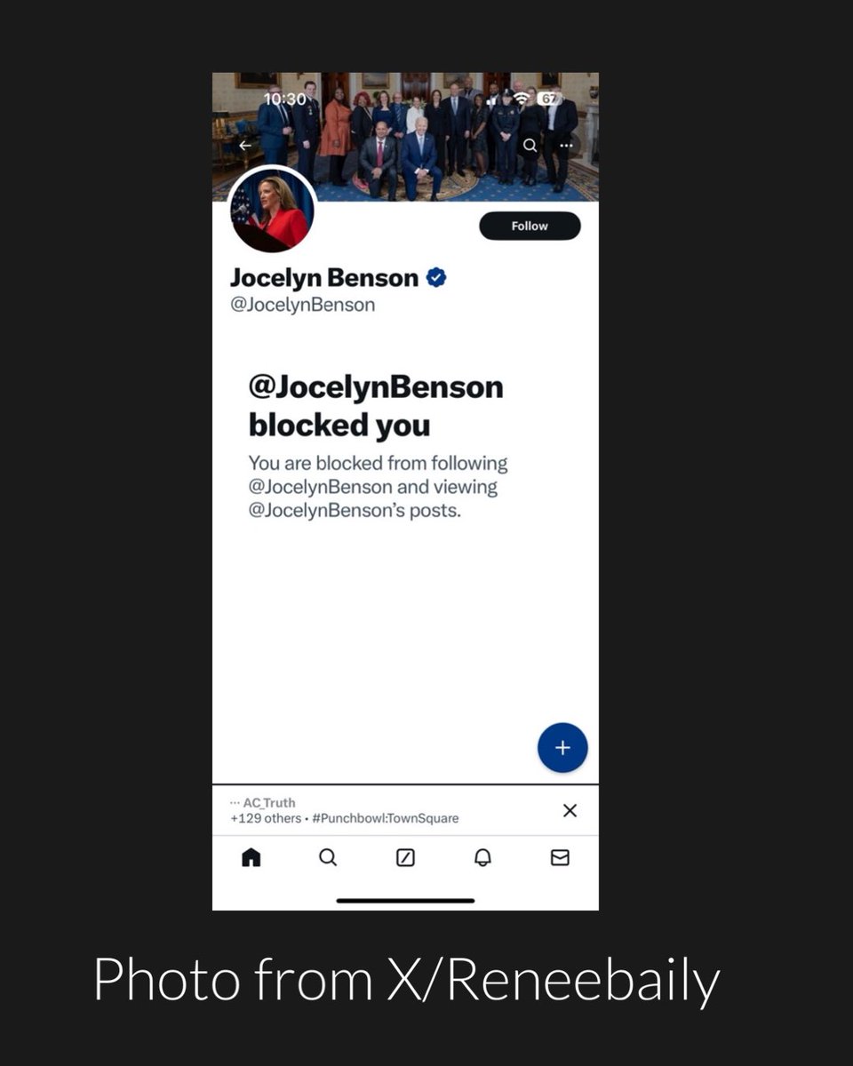 .@ReneeBaily tells me Michigan Secretary of State Jocelyn Benson blocked her on X a few days ago. Now she says Benson unblocked her. This comes just after a Supreme Court decision about this sort of thing. apnews.com/article/suprem… @elonmusk