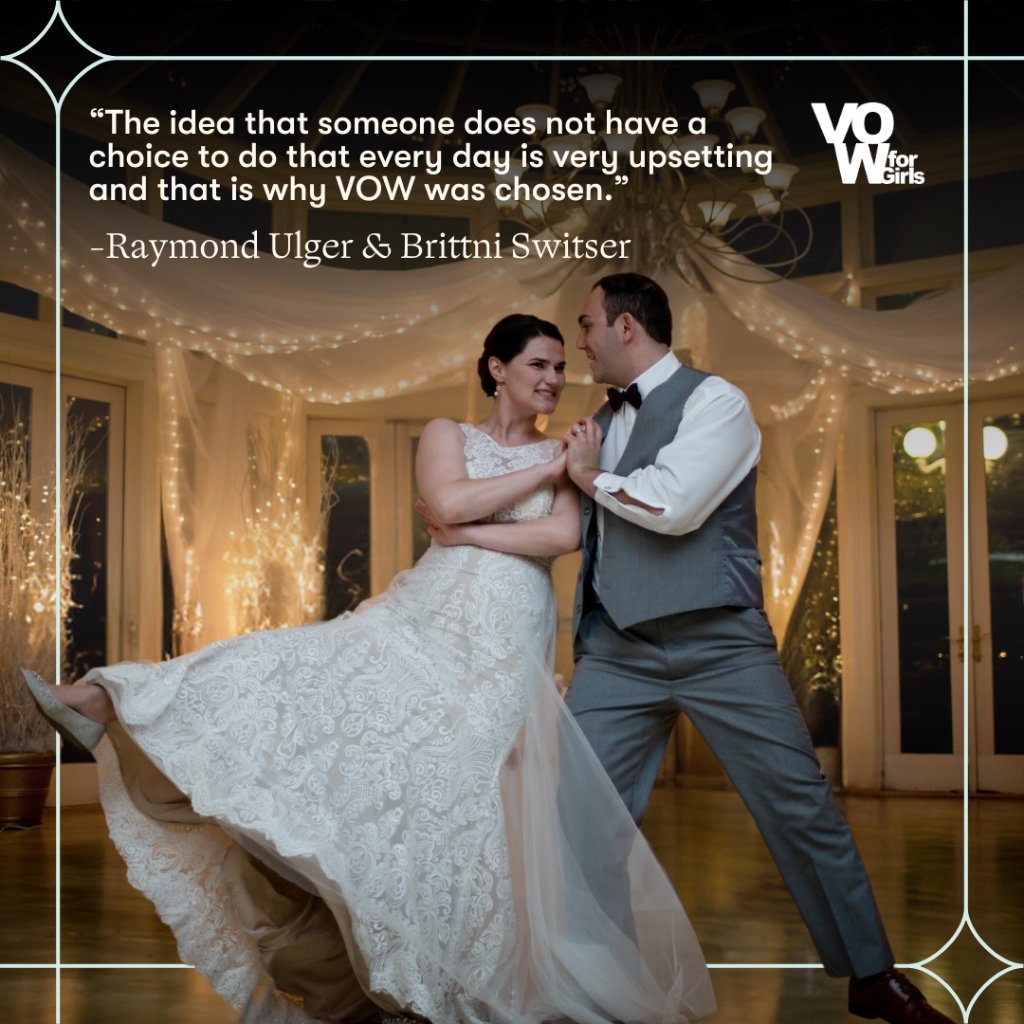 Raymond & Brittni intertwined love with purpose at their wedding. Read why they chose VOW. Support choice and freedom by incorporating VOW in your celebrations. Love begins with choice. #VOWforGirls 📸: Vanessa Wheeler