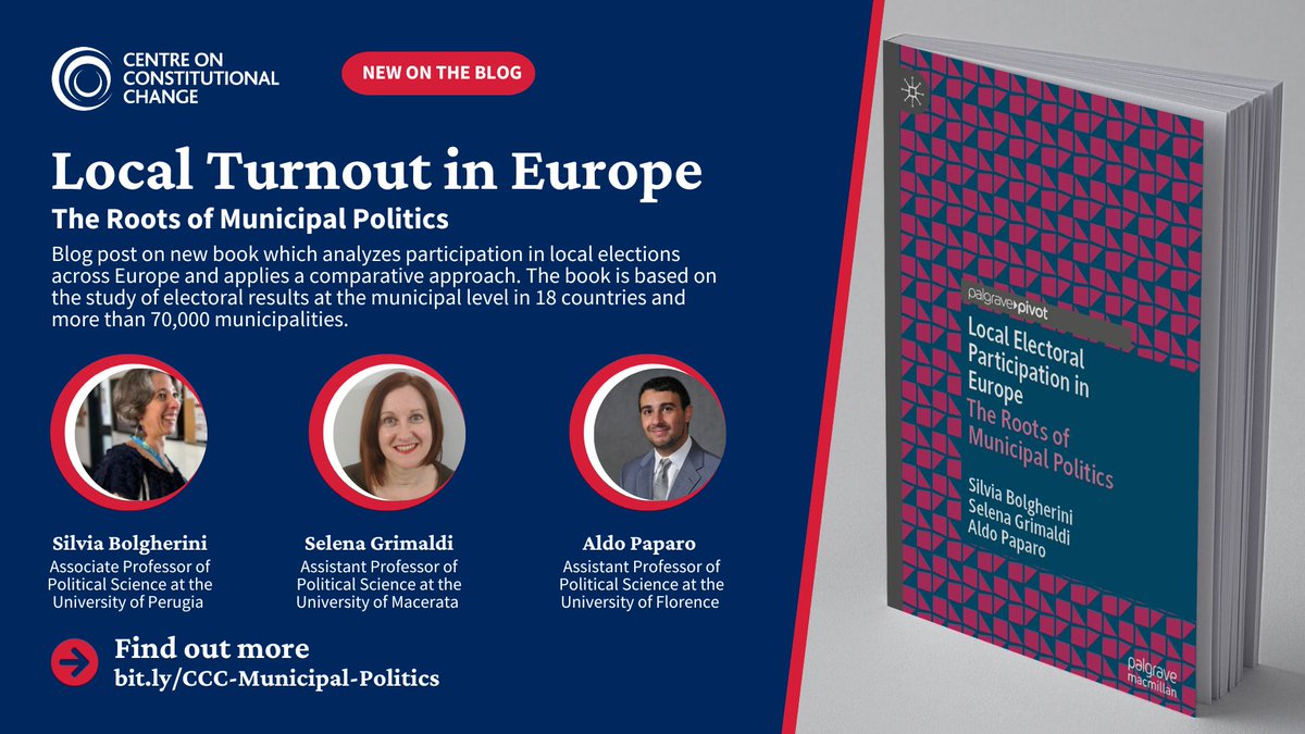 New on the blog Local Turnout in Europe The Roots of Municipal Politics New book based on the study of electoral results at the municipal level of more than 70,000 municipalities. By Silvia Bolgherini, Selena Grimaldi and Aldo Paparo Read full post: bit.ly/CCC-Municipal-…