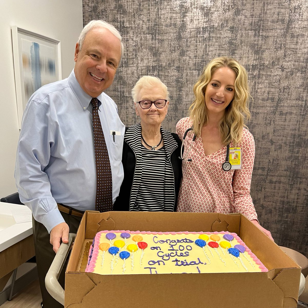 Join us in celebrating Theresa’s 100th month on her phase 1 clinical trial. The care team at SCRI in Nashville surprised her with a cake to honor this incredible moment.