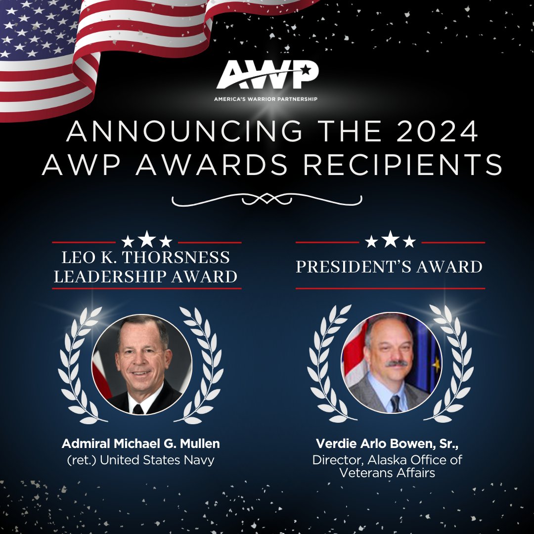 🏆 Announcing the 2024 AWP Award Recipients! 🎖️
 
🇺🇸 We're thrilled to reveal the recipients of the #LeoKThorsness #LeadershipAward and #PresidentsAward, recognizing remarkable advocates making a difference in the lives of veterans nationwide.