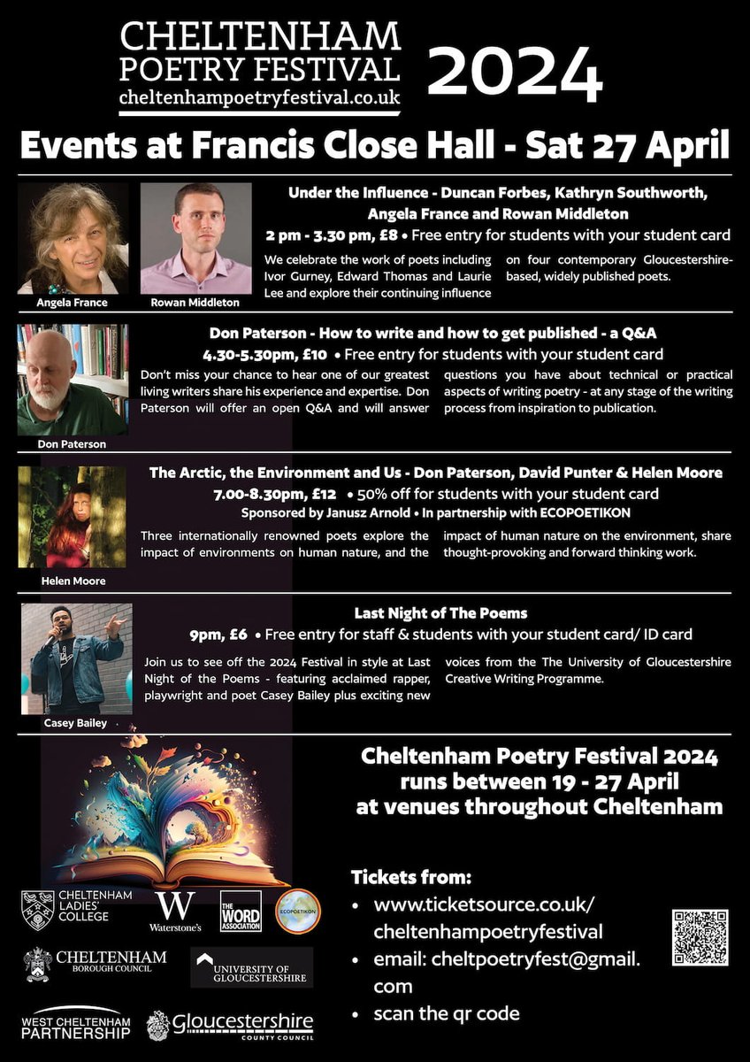 we are offering complimentary tickets to students @uniofglos so that everyone gets the chance to enjoy live literature. It's also a way of saying THANK YOU to this wonderful university for their continued support of @Cheltpoetfest 🤩🩷🥰 @ZoeBrooks2 @GWNgloswriters