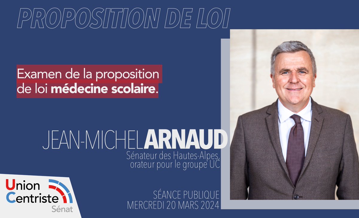 #DIRECTSÉNAT ▶️ Cet après-midi, ordre du jour réservé au groupe UC 🔴 Examen de la proposition de loi de @FrancoiseGatel visant à expérimenter le transfert de la compétence « médecine scolaire » aux départements volontaires 💬 @Arnaud_jm orateur UC 👉 senat.fr/dossier-legisl…