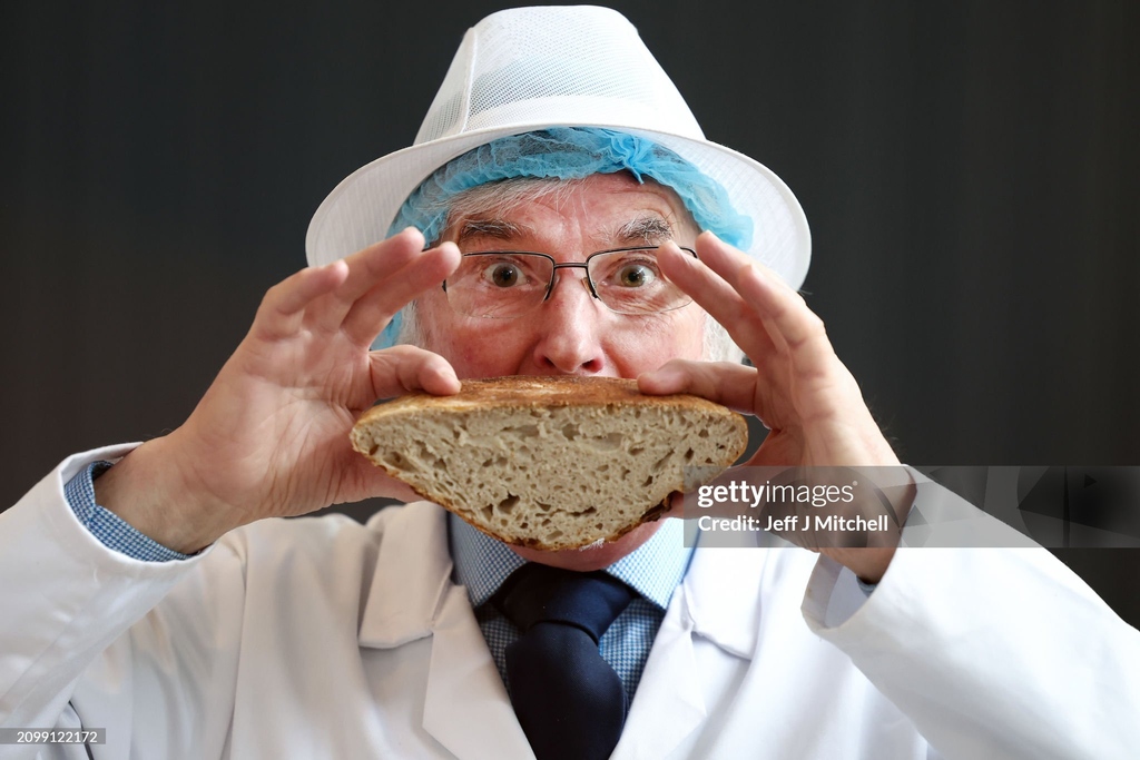 Judge Jack Pillans poses as he views baking at Carnegie Conference Centre during judging for the 10th #ScottishBaker of the Year Awards, organized by the #ScottishBakers in #Dunfermline, Scotland.  I March 20, 2024 I 📷:  Jeff J Mitchell #GettyNews