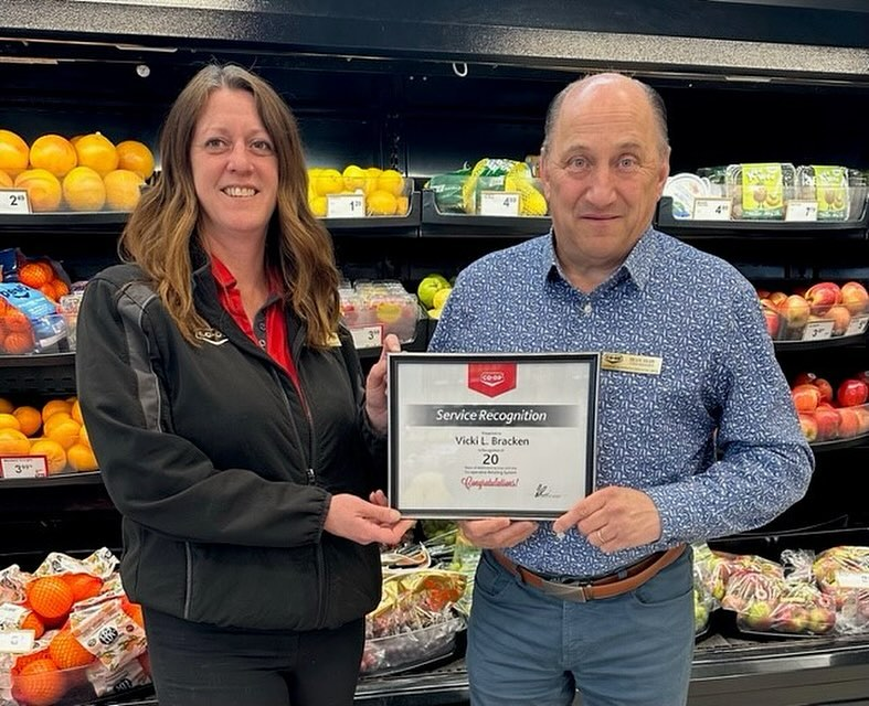 Congratulations Vicki Bracken on 20 years of service with Sherwood Co-op! Vicki is the Southey Food Store Manager, leading the store to be a staple in the community of Southey. Thank you Vicki for 20 years of dedication to our Sherwood Co-op members.
