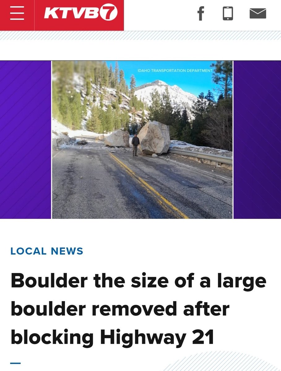 Iiiiiiii see what they did there 😆 (see viral meme about San Miguel Sheriff's boulder article) Bravo, @KTVB  #theygotjokes #idahonews #rockfall