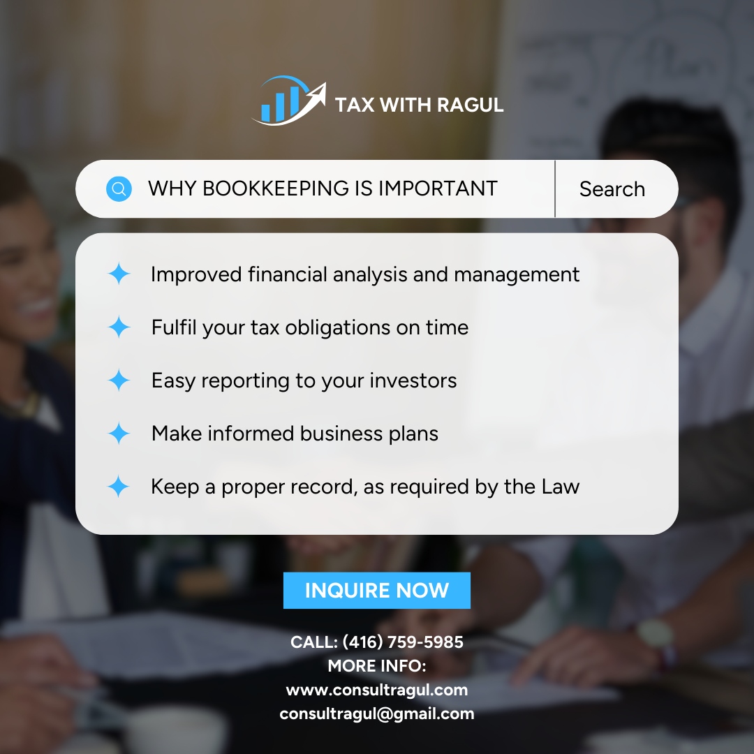 Why Bookkeeping Matters:

Enhanced financial analysis and management
Fulfill tax obligations promptly
Simplify reporting to investors
Make informed business plans
Maintain proper legal records

Inquire now to streamline your bookkeeping! 💼📊 

#BookkeepingBenefits #InquireNow