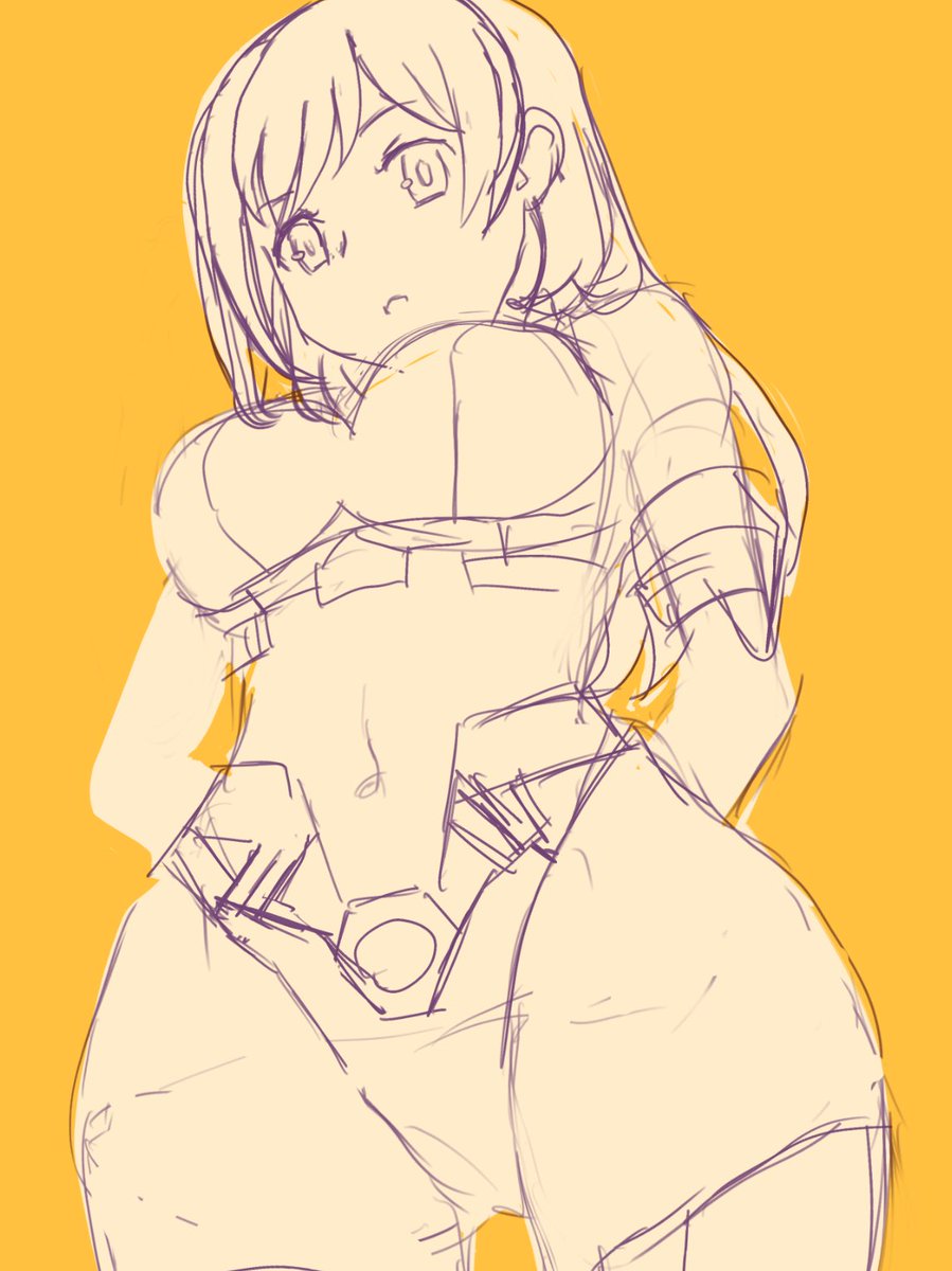 シャーリースーツの杏奈ちゃん、描き途中だった。 