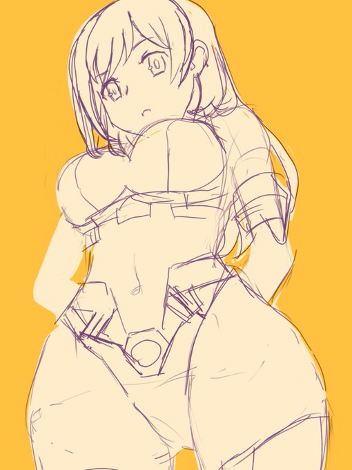 シャーリースーツの杏奈ちゃん、描き途中だった。 