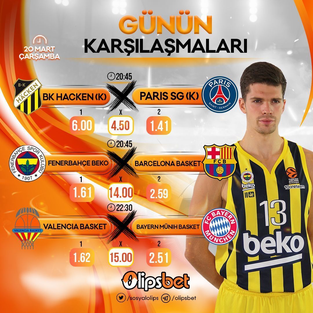 ⚽️ ⚽️ ⚽️ GÜNÜN MAÇLARI ❗️

💎 Her yatırıma freebet ❗️
💎  Şans çarkı sınırsız ödüller ❗️

✅ Olipsbet kazandırır❗️

20:45  Hacken (K) v PSG (K)

20:45  F Beko v Barcelona

22:30  V Basket v Bayern Münih 

#olipsbet 

👉 buff.ly/4afpels