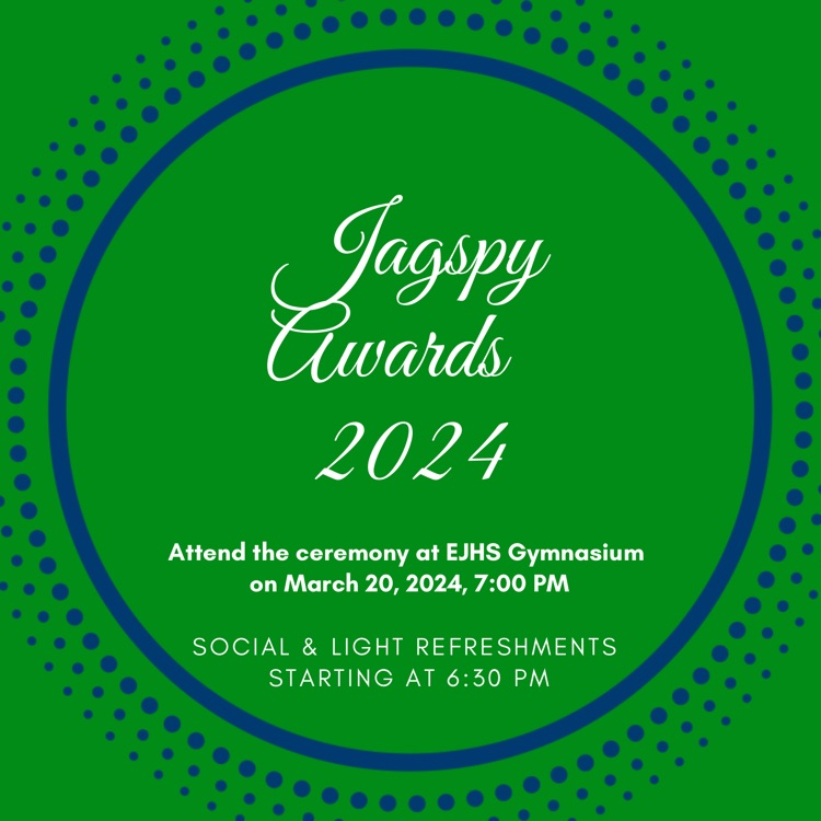 We will see you tonight for our First Annual Jagspy Athletic Awards Night!! The social begins at 6:30 in the gym. The ceremony will start promptly at 7. 💚💙💚💙