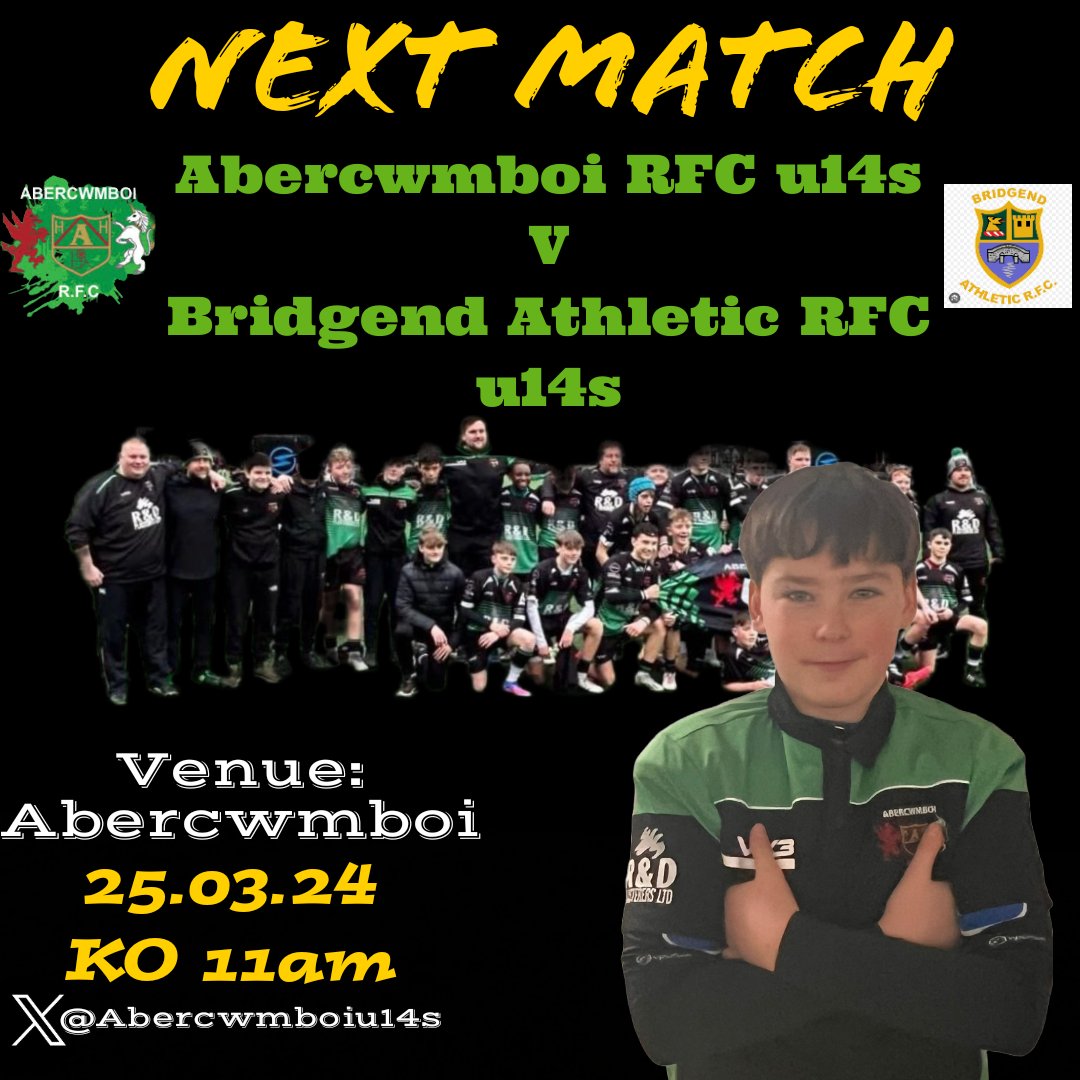 This Sunday we welcome <a href="/bridgendathrfc/">Bridgend Athletic</a> u14s to Abercwmboi for what will be the first time we've played each other in a very long time. Looking forward to renewing friendships.
#YoungVillage 🟢⚪⚫