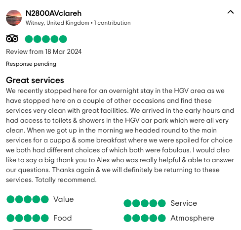 The team here work really hard to look after customers and so it always gives everyone a boost when we get a nice review on <a href="/Tripadvisor/">Tripadvisor</a>. ☺️