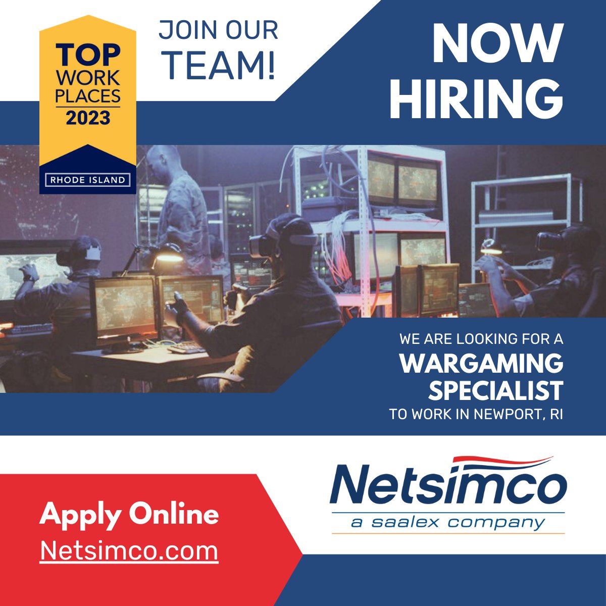 #ApplyNow Netsimco is offering an opportunity for a Wargaming Specialist for the Naval War College in Newport, RI.  #WargamingSpecialist #NavalWarCollege #NewportRI #DefenseJobs #WarfareSimulation #transitioningmilitary #VeteransEmployment #TopWorkplaces
ow.ly/yeIo50QXk72
