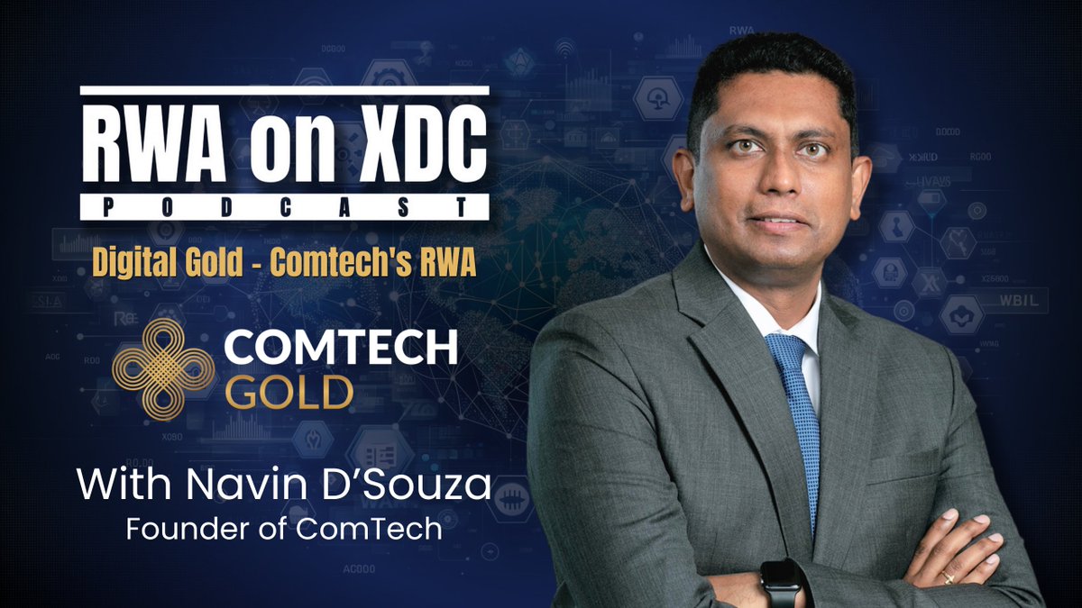 #RWAonXDC Podcast - Episode 1

Digital Gold - Comtech's RWA
Featuring <a href="/ComTechOfficial/">ComTech</a>
Presented by <a href="/XinFin_Official/">XinFin</a>

Filming: Friday 22nd 🎥
Streaming: Monday 25th 📲

#CGO $CGO $XDC #RWA #Gold
#XDC #RWAonXDC #XDCpartner
#RWAs disclosure.ChainLeak.com