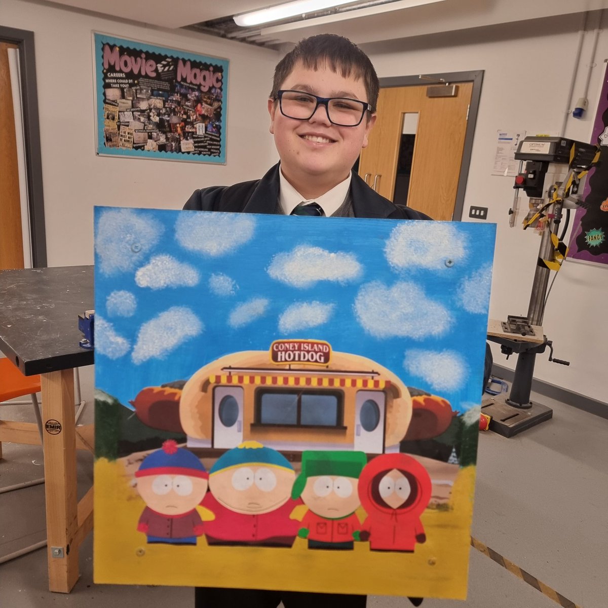 Some fantastic work from Callum in Year 10. He decided to go with a layered design for his table top 👍🎨 #artdesigntechnology