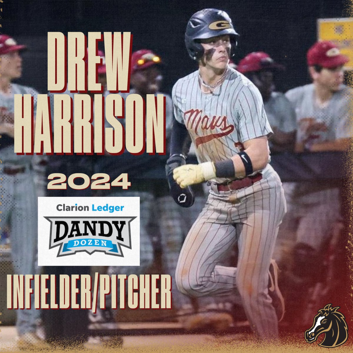 Germantown Baseball (@gm_baseball) on Twitter photo Congratulations to <a href="/drewharrison_/">Drew Harrison</a> on being named a Dandy Dozen by the Clarion Ledger! First Maverick to ever be selected. #GoMavs Congratulations to <a href="/drewharrison_/">Drew Harrison</a> on being named a Dandy Dozen by the Clarion Ledger! First Maverick to ever be selected. #GoMavs