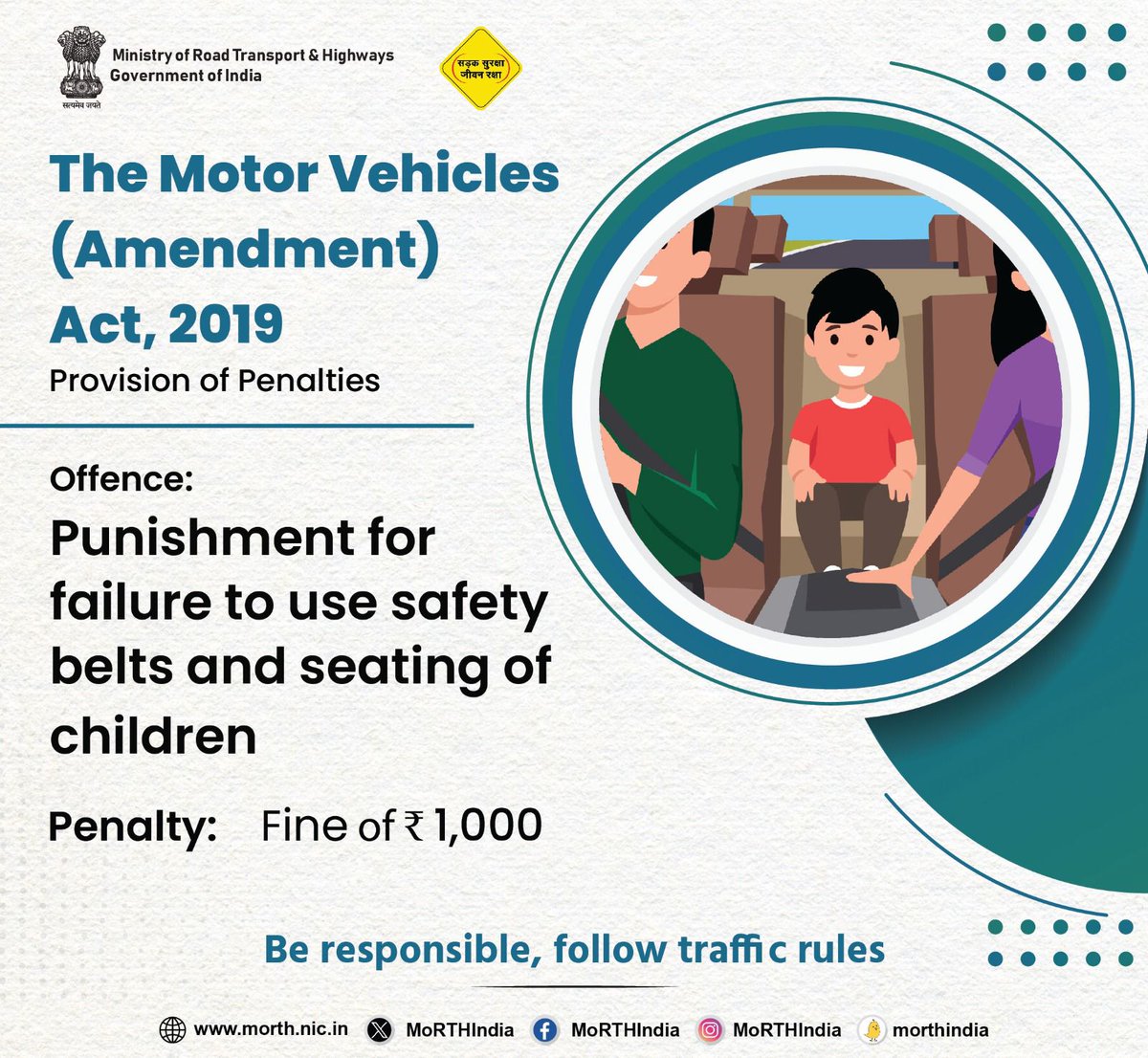 The Motor Vehicles (Amendment) Act, 2019 #SadakSurakshaJeevanRaksha