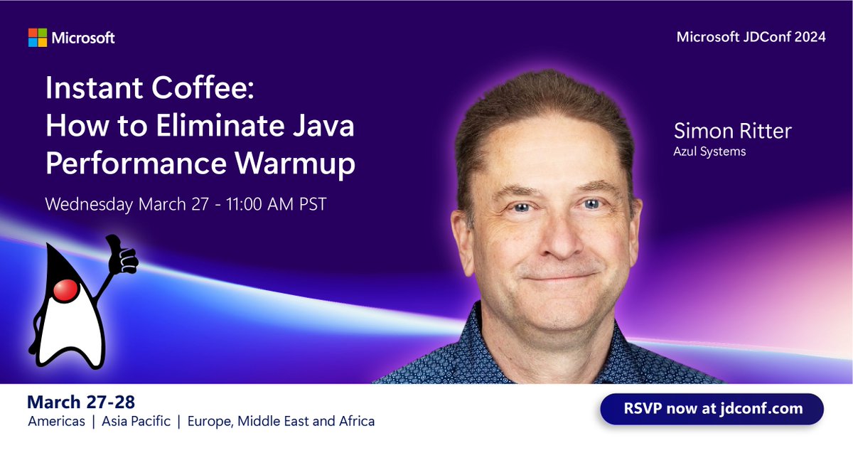mkheck's tweet image. Register now for #JDConf, the premier online #java conference! Visit jdconf.com to reserve your place, it's FREE and it's VIRTUAL. 🤩

Join @speakjava for "Instant Coffee: How to Eliminate #Java #Performance Warmup", it's a must-see. 🏎️

Get your ticket now!! 🎟️