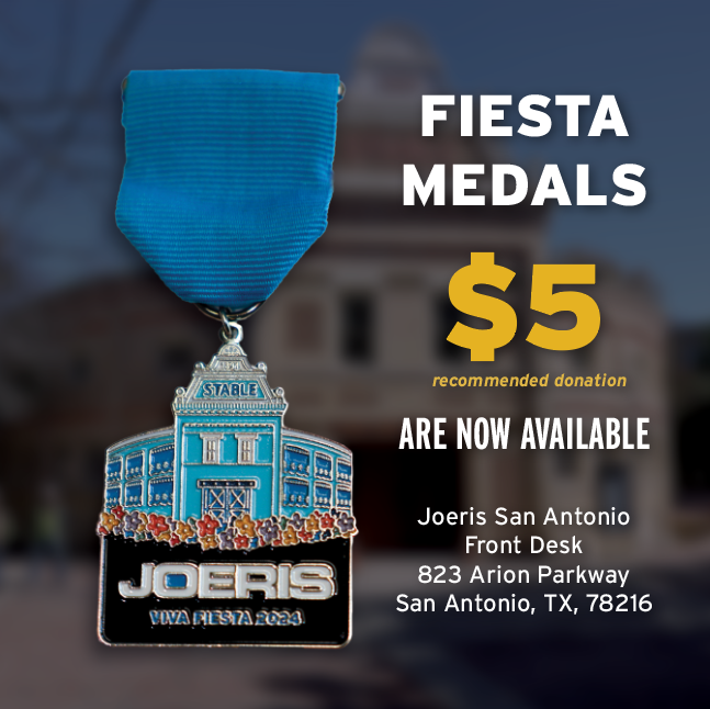 🎉 The Joeris 2024 Fiesta medals are now available 🎉 Swing by the Joeris San Antonio office to purchase yours for $5 (recommended donation)! All proceeds benefit the Joeris Charitable Foundation. #Fiesta2024 #JoerisGC #JoerisFoundation #TransformingPeopleAndPlaces @FiestaSA