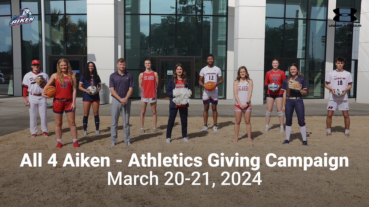 PacerAthletics's tweet photo. March 20-21 Is The All 4 Aiken Giving Campaign! Help USC Aiken Athletics defend the title and establish a new record for giving during this two-day event. Be sure to click USC Aiken Athletics. Questions? Call 803-641-3486. https://t.co/EHvAuRbRid #PacerNation https://t.co/Ui8jHnbpLR