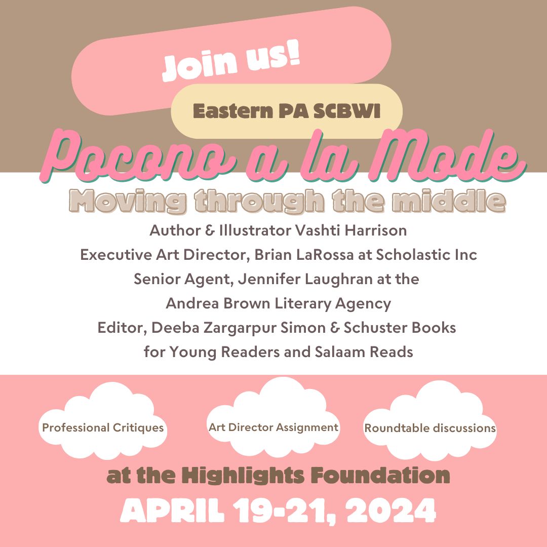 There are spaces on campus and critiques with our all star faculty available for the EPA SCBWI Pocono a La Mode. As the Illustrator Coordinator I can guarantee that you will receive a bucket load of helpful feedback. scbwi.org/events/pocono-…