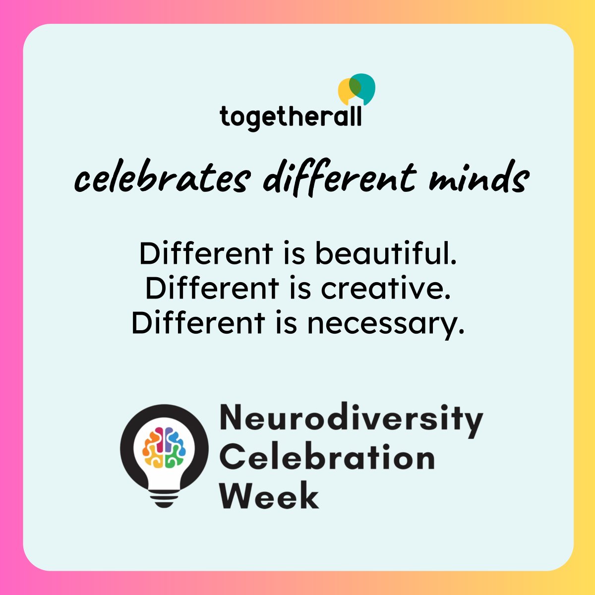 💡 We all experience and interact with the world in a way that makes sense to us. #Neurodiversity highlights the idea that there’s no one right way to think, learn, behave, or feel. 👉 Read our support article about neurodiversity: bit.ly/3L2vinn #embracedifference