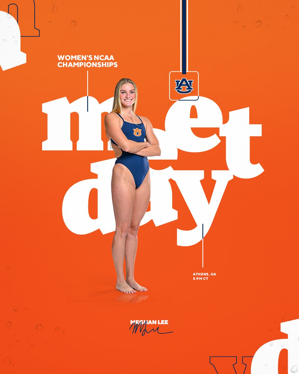 AuburnSwimDive's tweet photo. Go time!

🆚 NCAA Championships
📍 Athens, GA
⏰ 5 p.m. CT
📋 800 FR, 200 MR
🔗 https://t.co/YOcgxXQ3Py
📺 https://t.co/AQpoMQM1Nb

#WarEagle x @AuburnTigers https://t.co/SPI64Zepzg