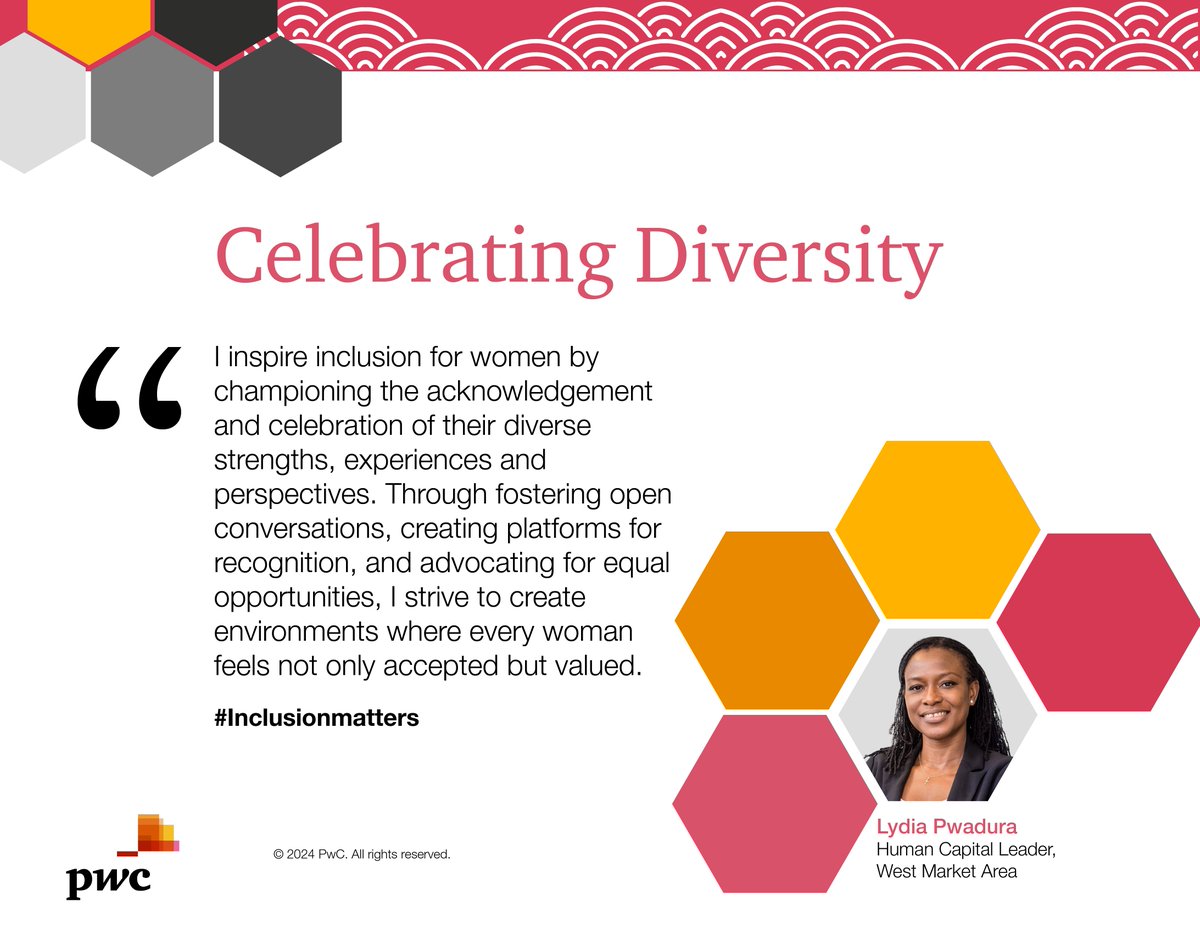 We continue to celebrate diversity because inclusion isn't just a one-day affair for us; it's a daily commitment.

#PwCProud #InclusionMatters #Diversity #Equality #WomensMonth