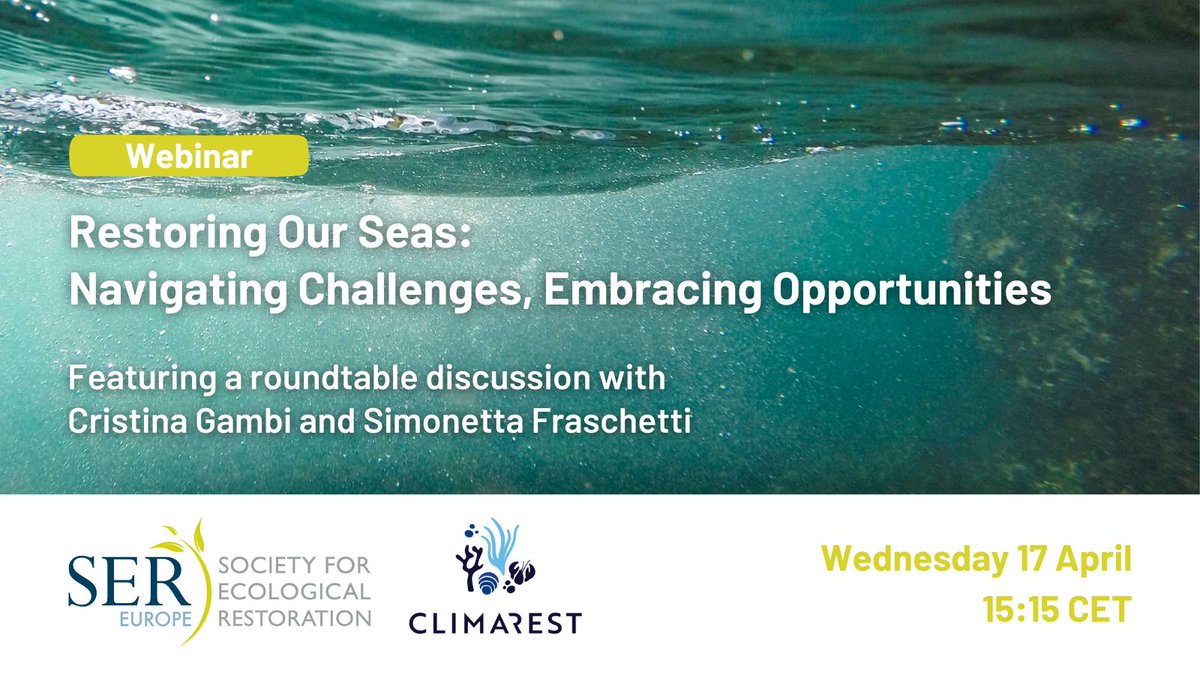 Join experts Cristina Gambi and @simfrasca on April 17th as they delve into the intricacies of enhancing #MarineRestoration standards, unveiling the challenges and opportunities🐠 A registration link will be shared soon. @climarest #missionocean #horizoneu #eumissions