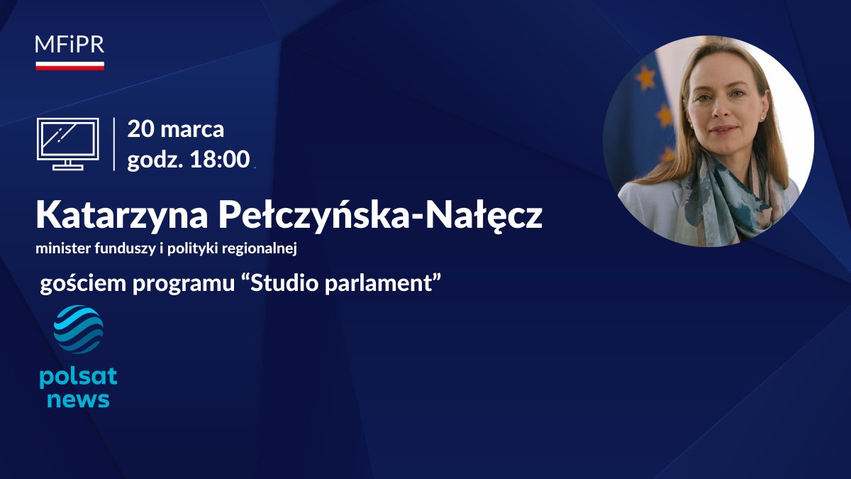 📺 Dzisiaj po południu zapraszamy do oglądania @PolsatNewsPL. Gościem programu #Studioparlament będzie minister @Kpelczynska