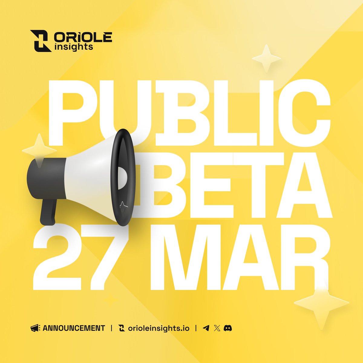 Oriole Insights will launch a Public Beta on March 27th!
🗓 Mark your calendars!🗓

We're thrilled to announce our Public Beta launch on March 27th! With the <a href="/OrioleInsights/">Oriole Insights</a> Public Beta launch, everyone can join and explore our advanced prediction platform.

🚀 TL: DR
- Public