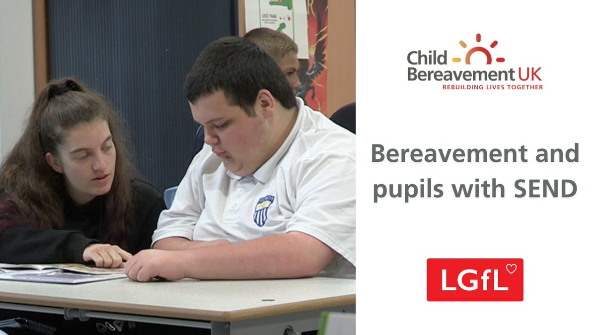 ‘Bereavement and pupils with SEND’ is a new, free-to-access online resource developed by us in collaboration with @LGfl for education professionals working in mainstream or SEND settings. To access the free resources: ow.ly/7b5750QXAHh 

#neurodiversityweek
#SEN #SENCO