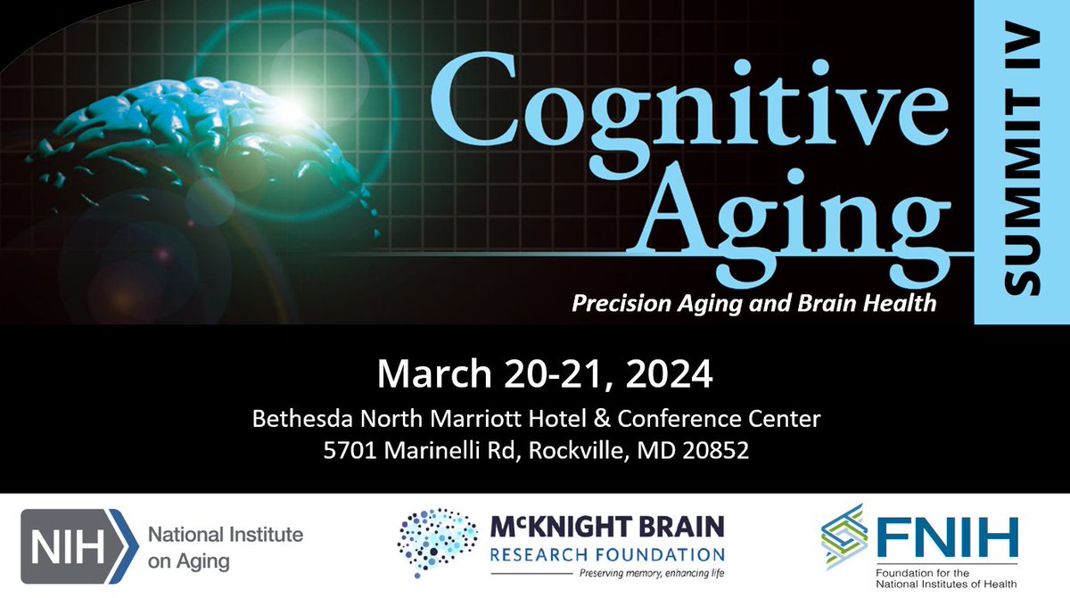 We're excited to be kicking off Cognitive Aging Summit IV in partnership with @FNIH_Org & @NIHAging. Scientific presentations on the social, biologic & genetic factors that drive healthy aging are underway. If you aren't here, join us virtually at: fnih.org/our-programs/c….