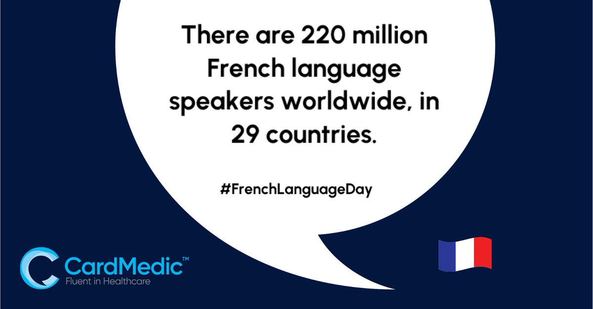🇫🇷 Bonjour! C'est journée de la langue française! Today is #FrenchLanguageDay 🎉 French is one of the 50+ languages and formats available on CardMedic, enabling safe and reliable clinical interactions with French speaking patients. Bonne nouvelle! 📷